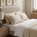 Ver imagem 2 de Kit 4 Fronhas Travesseiro Brisa 50x70cm Lyor Toque 200 Fios Bege com Abas Cama Quarto Enxoval