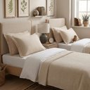 Ver imagem 6 de Kit 4 Fronhas Travesseiro Brisa 50x70cm Lyor Toque 200 Fios Bege com Abas Cama Quarto Enxoval