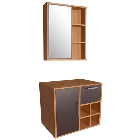 Gabinete Banheiro para Cuba e Espelheira Nanna Mel/grafite F10 - Mpozenato