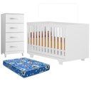 Ver imagem 1 de Berço Nacional Life 2217 com Colchão Ortobom e Cômoda Mobi 04 Gavetas Branco Flex - Móveis Albatroz