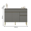 Ver imagem 3 de Balcao 3 Portas C/ Gaveteiro 1,20 Line C/ Tampo Gris