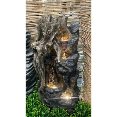 Fonte Água Tronco Cascata Decorativa Jardim Externo Interno