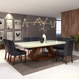 Sala de Jantar 220x110 Lottus 8 Cad Ame/cinza Bom Pastor - 1