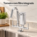 Ver imagem 5 de Torneira com Filtro de Mesa Quadrada em ABS com Acabamento Cromado