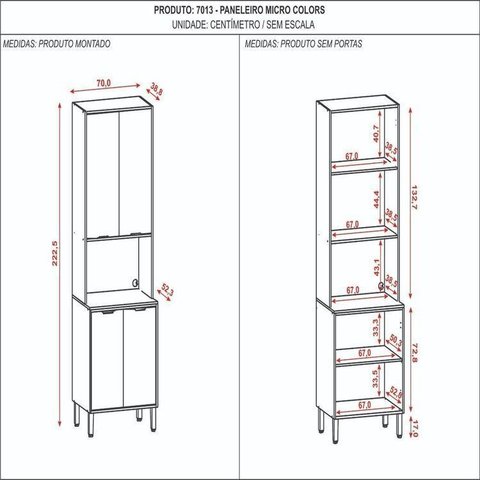 Paneleiro para Micro-Ondas MDF Colors 15mm Bege/Freijó/Nazca