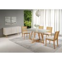 Ver imagem 3 de Mesa de Jantar Liana com Vidro Mmj-as As-natural/ Off White Laca 1,35m