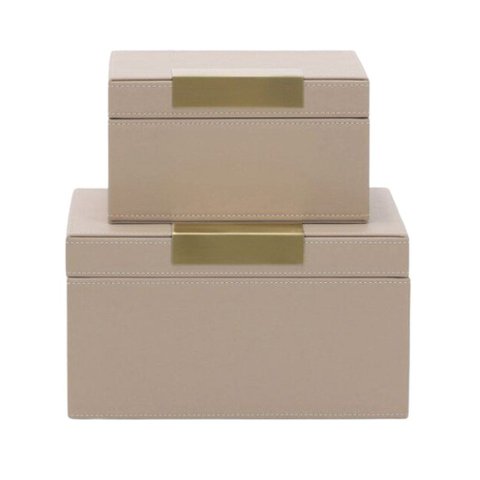 Kit Caixa em MDF com Revestimento em PU - Bege
