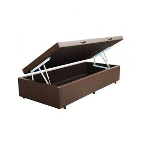 Cama Box Baú Solteiro Sintético Marrom 42x88x188