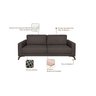 Sofa 230Cm Tecido Veludo Marrom Pes Imbuia Henry  - 4