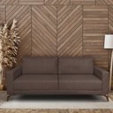 Ver imagem 1 de Sofa 230Cm Tecido Veludo Marrom Pes Imbuia Henry 