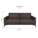 Ver imagem 3 de Sofa 230Cm Tecido Veludo Marrom Pes Imbuia Henry 