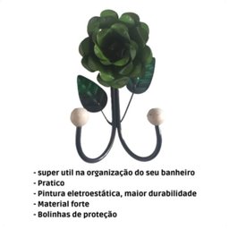 Cabide de 2 Ganchos em Ferro / Porta Toalha 2 Ganchos em Ferro / Varias Cores:verde - 3