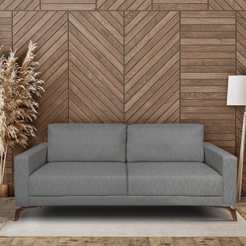 Sofa 3 Lugares 230cm Pes Imbuia Veludo Henry