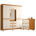 Ver imagem 1 de Guarda Roupa Casal New Fusion 10 Portas e Cômoda Sapateira Duetto Cinamomo Off White - Móveis