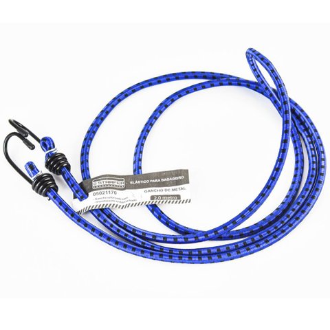 Elástico Bagageiro com Gancho Metal 2,0m Starfer Azul e Preto