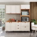 Ver imagem 1 de Cozinha Pérola com Tampo Completa Modulada 3 Off White/Freijó Yescasa