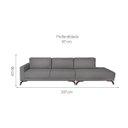 Ver imagem 3 de Sofa 2 Lugares 337Cm Com Chaise Pes Em Imbuia Veludo 