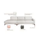 Ver imagem 4 de Sofa 2 Lugares 337Cm Com Chaise Pes Em Veludo Bege/Imbuia