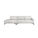 Ver imagem 2 de Sofa 2 Lugares 337Cm Com Chaise Pes Em Veludo Bege/Imbuia