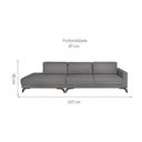 Ver imagem 3 de Sofa 2 Lugares 337Cm Com Chaise Pes Em Veludo Cinza/Imbuia