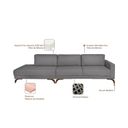Ver imagem 4 de Sofa 2 Lugares 337Cm Com Chaise Pes Em Veludo Cinza/Imbuia