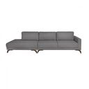 Ver imagem 2 de Sofa 2 Lugares 337Cm Com Chaise Pes Em Veludo Cinza/Imbuia