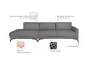 Ver imagem 4 de Sofa 2 Lugares 337cm com Chaise Pes em Imbuia Veludo