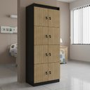 Ver imagem 4 de Armário Locker Guarda Volume 60x160cm 8 Portas com Chave ME4202 Marrom/Amêndoa/Preto