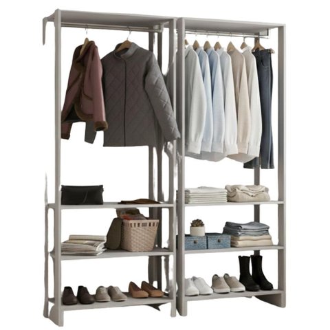 Kit 2 Closet Modulado 3 Prateleiras 200x80 Cm Ey101 Novam - Branco