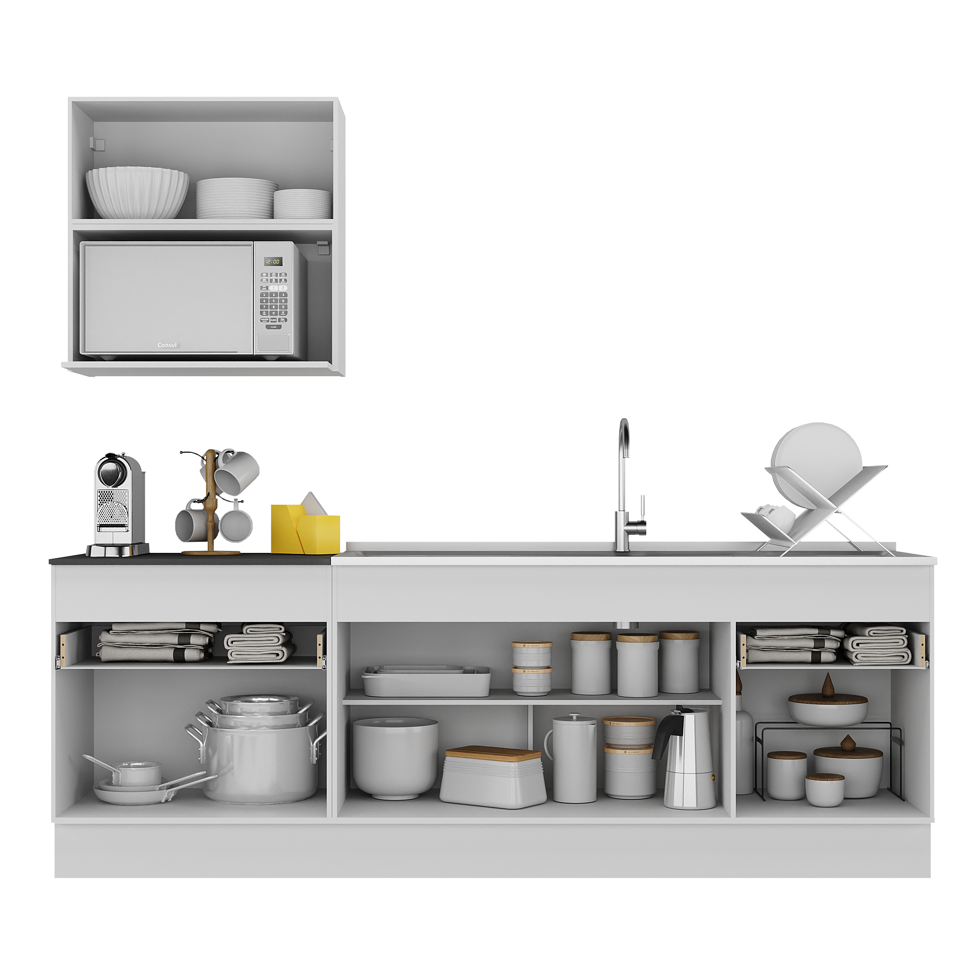 Armário de Cozinha Compacta com Rodapé Veneza Multimóveis Mp2110.891 Branco - 6