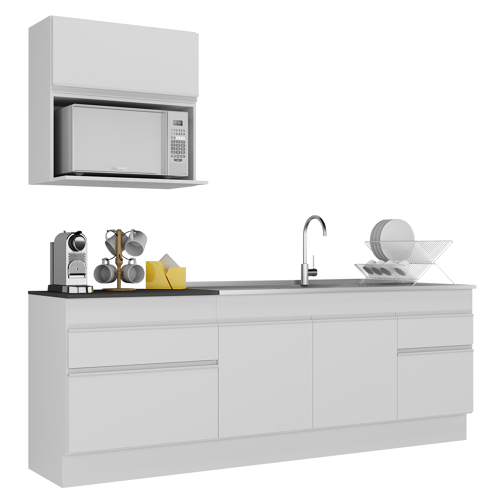 Armário de Cozinha Compacta com Rodapé Veneza Multimóveis Mp2110.891 Branco - 3