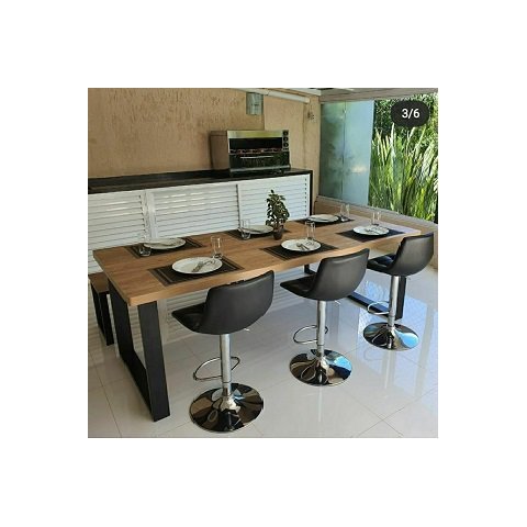 Mesa Estilo/Modelo Industrial com 2 Bancos (2,20 x 0,90)