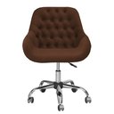 Ver imagem 3 de Cadeira Poltrona Decorativa Rodinhas Regulagem Altura Alice Suede Marrom