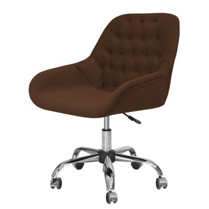 Cadeira Poltrona Decorativa Rodinhas Regulagem Altura Alice Suede Marrom