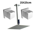 Ver imagem 2 de Kit Chuveiro Teto Quadrada 25x25cm Cromada Inox e 2 Acabamento