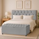 Ver imagem 1 de Cabeceira Queen Paris Estofada Painel com Recamier Baú 150cm para Cama Box Cinza - Arkell
