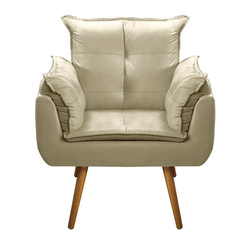 Kit 2 Poltronas Decorativa Opala Pés Palito - Suede Bege - 2