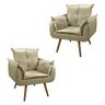 Kit 2 Poltronas Decorativa Opala Pés Palito - Suede Bege - 1