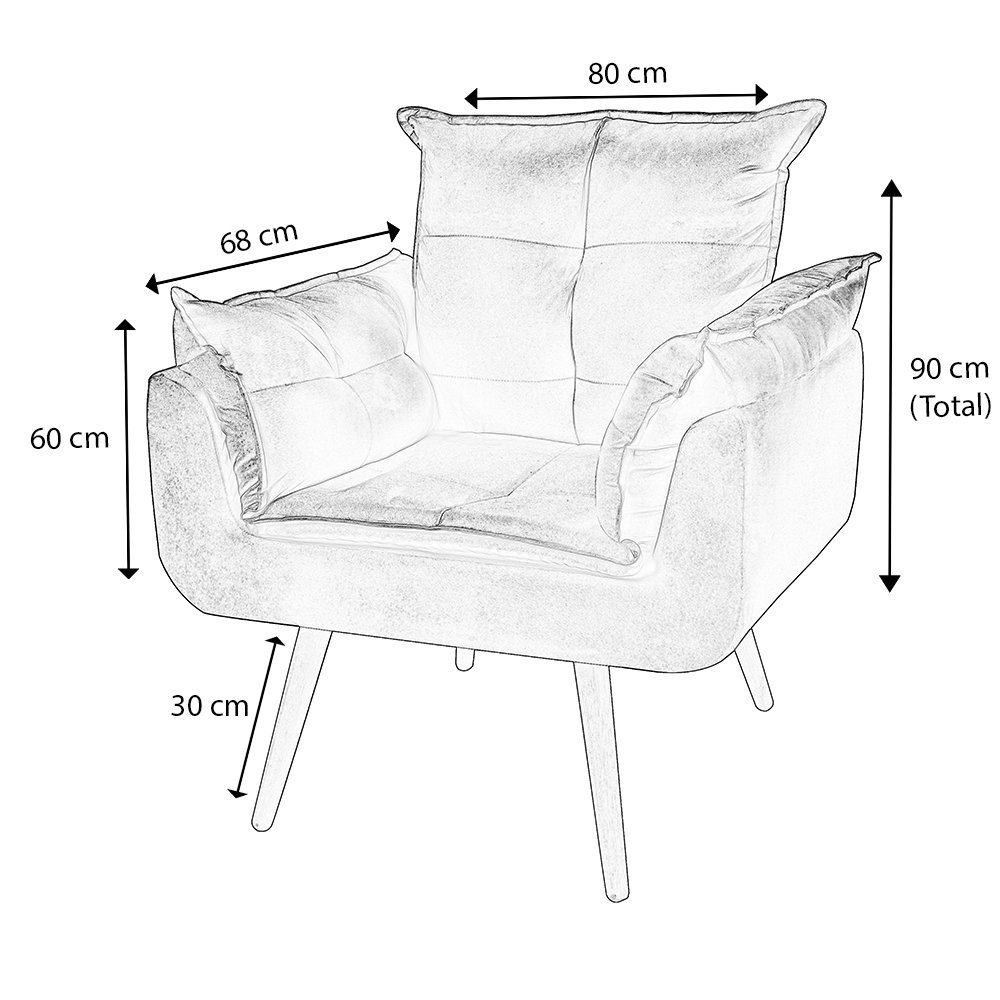 Kit 2 Poltronas Decorativa Opala Pés Palito - Suede Bege - 4