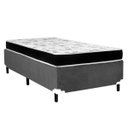 Ver imagem 1 de Cama Box Solteiro Suede Cinza + Colchão Espuma D20 Bambo Branco Bueno Sono (52x78x188)