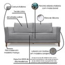 Ver imagem 7 de Kit 2 Poltronas e Sofá Living 2 Lugares 1,90m Vega Linho Grafite Pés Castanho - Pallazio