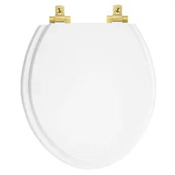 Tampa de Vaso MDF Com Amortecedor Oval Branco para Todas as Marcas com Ferragem Dourada - 1