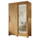 Ver imagem 2 de Guarda Roupa Solteiro 2 Portas de Correr 2 Gavetas Flex com Pés e Espelho 100% MDF Amanda Marrom/Cinamomo