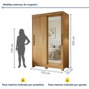 Ver imagem 3 de Guarda Roupa Solteiro 2 Portas de Correr 2 Gavetas Flex com Pés e Espelho 100% Mdf Amanda