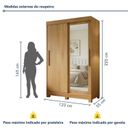 Ver imagem 3 de Guarda Roupa Solteiro 2 Portas de Correr 2 Gavetas Flex com Pés e Espelho 100% MDF Amanda Marrom/Cinamomo