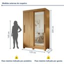Ver imagem 3 de Guarda Roupa Solteiro 2 Portas de Correr 2 Gavetas Flex com Pés e Espelho 100% MDF Amanda Marrom/Cinamomo