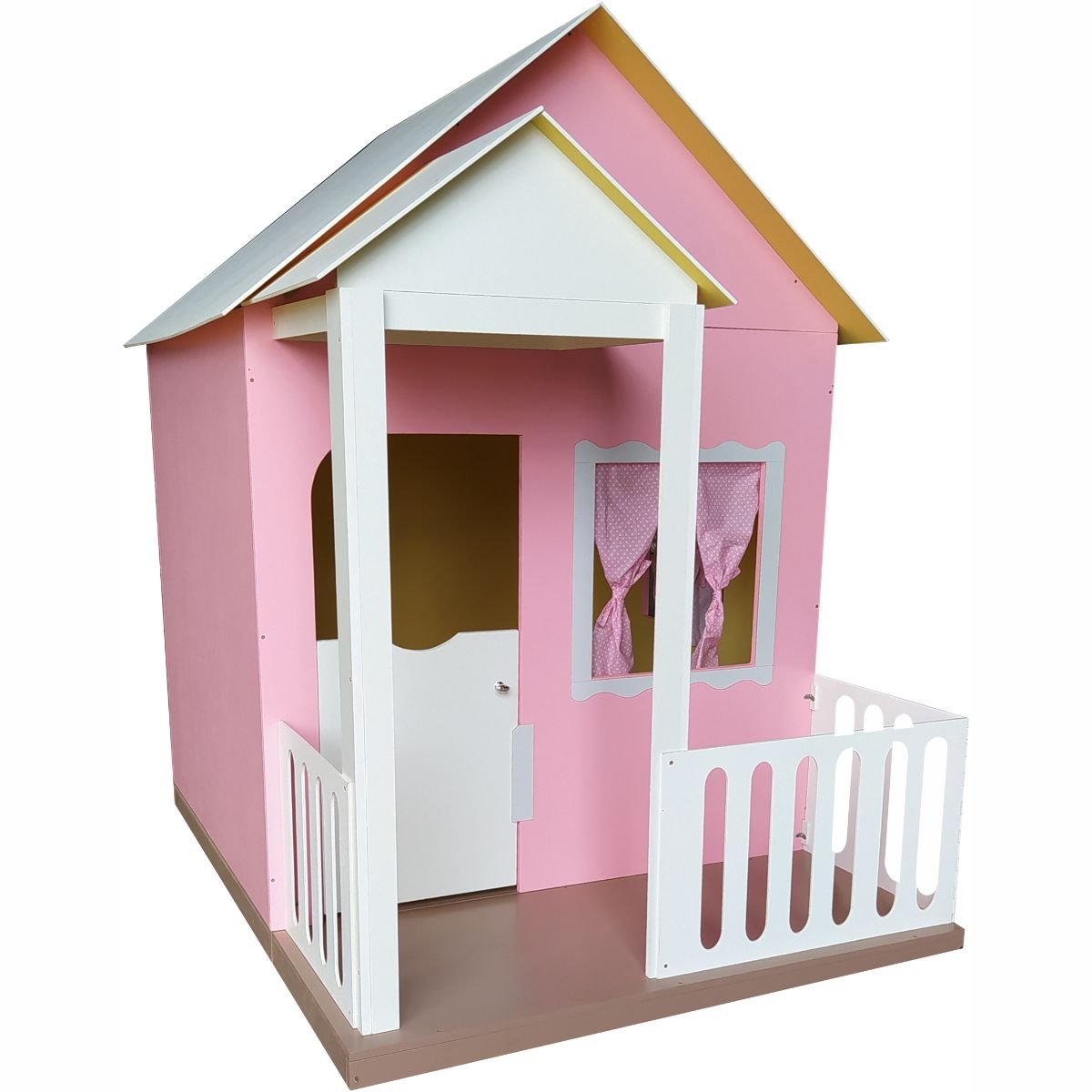 Casinha de Brinquedo 120 cm com Cercado Rosa/ Branco - 11