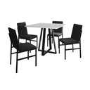 Ver imagem 2 de Conjunto de Jantar Mesa Mônaco 90cm Tampo Branco com 4 Cadeiras Estofadas Pretas