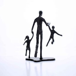 Escultura Decorativa em Metal Preto Pai e Filhos 19x15 cm - D’Rossi - 4