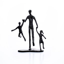 Escultura Decorativa em Metal Preto Pai e Filhos 19x15 cm - D’Rossi - 1